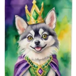 Vibrant Alaskan Klee Kai King of Mardi Gras Garden Flag - Weatherproof & Double-Sided