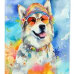 Alaskan Malamute Hippie Dawg Garden Flag - Vibrant Outdoor Decor, Weatherproof & Double-Sided Art