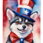 Alaskan Klee Kai Patriotic American Garden Flag - Durable, Weatherproof, Double-Sided Decorative Flag for Outdoor Decor