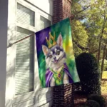 Alaskan Klee Kai Mardi Gras House Flag - Dual-Sided, Large 28x40 Inch Outdoor Decorative Flag - Image 2