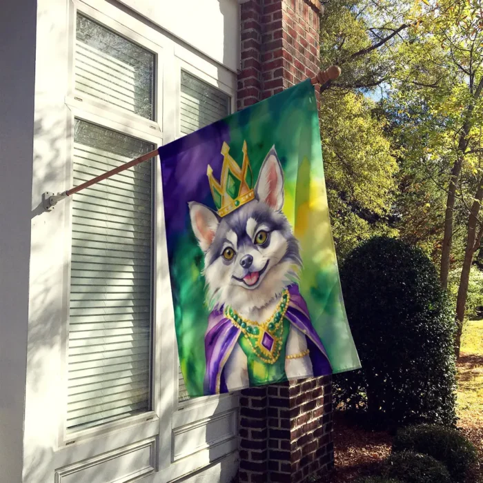 Alaskan Klee Kai Mardi Gras House Flag - Dual-Sided, Large 28x40 Inch Outdoor Decorative Flag - Image 2
