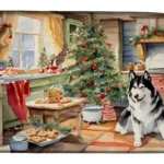 Festive Alaskan Malamute Christmas Cookies Dish Drying Mat - Durable, Absorbent & Stylish