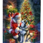 Festive Alaskan Malamute and Santa Claus Garden Flag - Weatherproof Christmas Yard Decor by Caroline's Treasures
