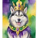 Alaskan Malamute King of Mardi Gras Garden Flag - Durable, Double-Sided, Weatherproof Decoration for Outdoor Spaces
