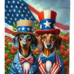 All American Dachshund Garden Flag - Durable & Weatherproof Double-Sided Polyester - USA Made