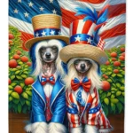 All American Chinese Crested House Flag - Vibrant Polyester Sleeve Pole Flag for Home Decor, 28x40 inches