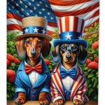 All American Dachshund House Flag - Bright Dual-Sided Outdoor Decor