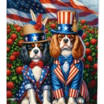 All American Cavalier Spaniel Garden Flag - Weatherproof & Double-Sided Decorative Flag for Outdoors