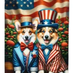 All American Corgi House Flag - Vibrant, Dual-Sided, Heavy Duty Polyester, 28 x 40 Inches