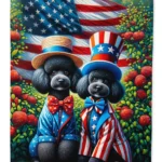Patriotic All American Poodle House Flag - 28x40 Inch Dual-Sided Heavy Duty Polyester, Vibrant Home Decor