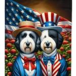 All American Old English Sheepdog Garden Flag - Double-Sided, Weatherproof Decor for Yard or Patio - Made in the USA