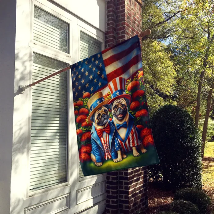 All American Pug House Flag - Vibrant, Double-Sided Decorative Flag for Pug Lovers - Image 2