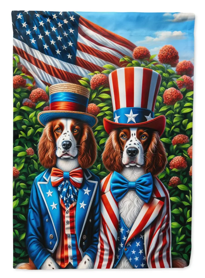 All American Welsh Springer Spaniel House Flag - Durable Dual-Sided Polyester, 28x40 Inches - Image 1