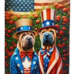 All American Shar Pei House Flag - 28x40 Inches, Dual-Sided Print, Heavy Duty Polyester, Breed Specific Decorative Sleeve Pole Flag