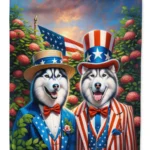All American Siberian Husky Garden Flag - Double-Sided, Durable and Weatherproof - Made in USA