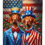 All American Vizsla Garden Flag - Durable, Weatherproof, Vibrant Decor