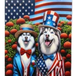 All American Siberian Husky House Flag - Vibrant & Durable Heavy Duty Polyester, 28 x 40 Inches
