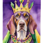 American English Coonhound Mardi Gras House Flag - Large 28x40 Inch, Heavy Duty Polyester, Dual-Sided Print