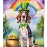 American English Coonhound St. Patrick's Day House Flag - Large 28x40 Inches, Dual-Sided Full-Color Print, Heavy Duty Polyester Outdoor Decoration