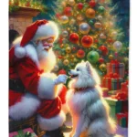 Festive American Eskimo and Santa Claus Garden Flag - Ideal for Christmas Decor