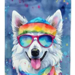 American Eskimo Hippie Dawg Garden Flag - Durable, Weather-Resistant, Double-Sided Decoration for Yard or Patio