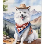 American Eskimo Cowboy Welcome House Flag | Premium Home Decor