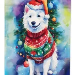 American Eskimo Christmas House Flag - Durable & Festive Holiday Home Decor
