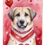 Anatolian Shepherd Dog - My Valentine House Flag | Large, Dual-Sided, 28x40 Inches | Heavy Duty Polyester Valentine's Day Decor