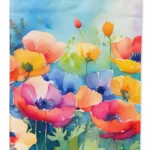 Vibrant Anemones in Watercolor Garden Flag - Double-Sided & Weatherproof, Made in USA | Perfect for Outdoor Decor