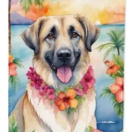 Anatolian Shepherd Luau House Flag - Durable & Vibrant 28 x 40 Inches Sleeve Pole Flag for Home Decor