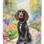 American Water Spaniel Spring Garden House Flag - 28 x 40 Inches, Heavy Duty Polyester, Double-Sided Print
