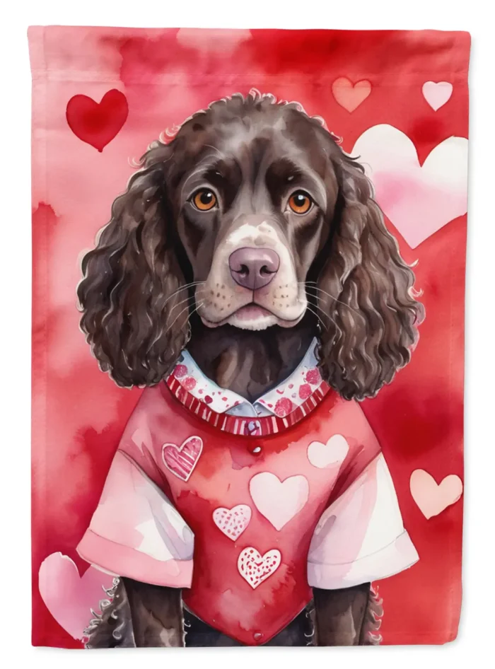 American Water Spaniel Valentine Garden Flag - Durable Outdoor Decor - Made in USA - Image 1
