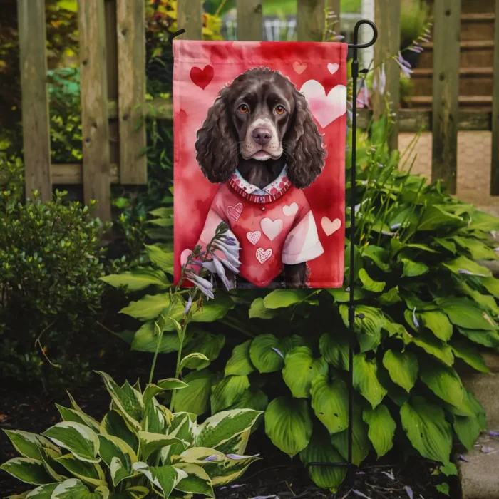 American Water Spaniel Valentine Garden Flag - Durable Outdoor Decor - Made in USA - Image 2