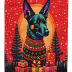 Festive Australian Kelpie Holiday Christmas House Flag - Large 28x40 Inch Decorative Sleeve Pole Flag
