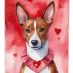 Basenji Valentine's Day Garden Flag - Decorative, Weatherproof, Double-Sided, 11.25in x 15.5in