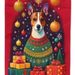 Basenji Holiday Christmas House Flag - Festive, Decorative, Dual-Sided Print (28 x 40 Inches) | Perfect for Dog Lovers