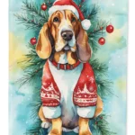 Festive Basset Hound Christmas Garden Flag - Durable, Weatherproof, Double-Sided Outdoor Decor