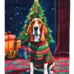 Festive Basset Hound Christmas Garden Flag - Double-Sided, Weatherproof & Made in USA