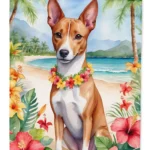 Decorative Basenji Luau Garden Flag - Durable, Weatherproof & Double-Sided