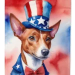 Basenji Patriotic American Garden Flag - Double-Sided, Weatherproof, Made in USA