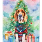 Basset Hound Christmas Garden Flag - Festive & Weatherproof Outdoor Decoration