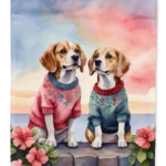 Beagle Two Hearts Garden Flag - Valentine's Day Outdoor Decorative Flag