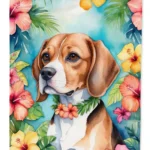 Beagle Luau Garden Flag - Double-Sided, Weatherproof Decorative Yard Flag Made in USA