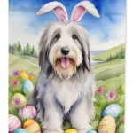 Bearded Collie Easter Egg Hunt House Flag Festive and Vibrant Easter Decoration for Your Home