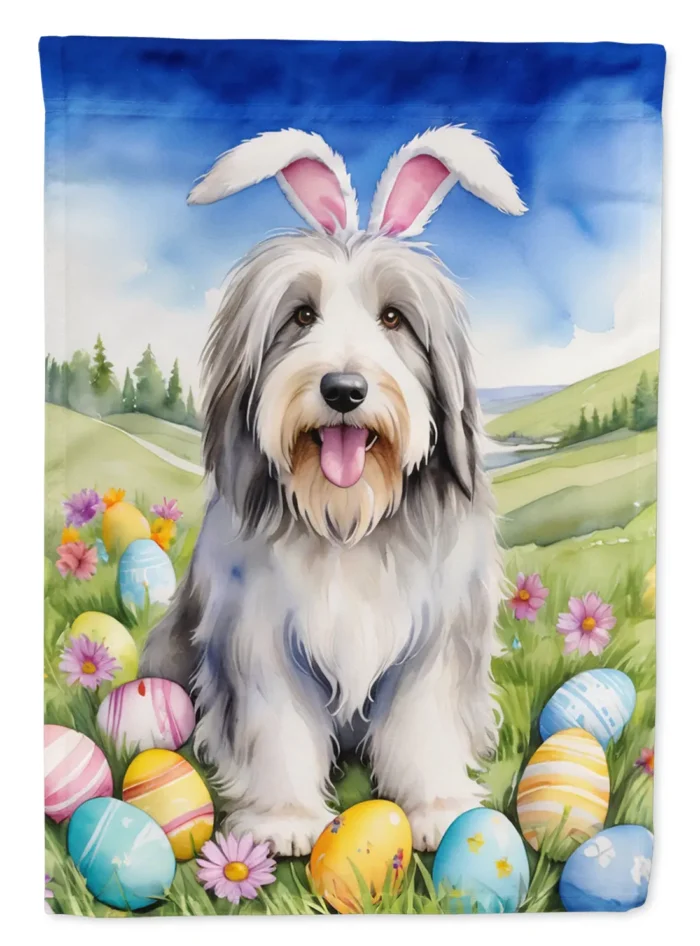 Bearded Collie Easter Egg Hunt Garden Flag - Celebrate Easter in Style - Image 1