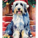Festive Bearded Collie Christmas House Flag - Large Vibrant 28x40 Inch Outdoor Decor