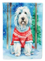 Bearded Collie Christmas House Flag - Festive 28 x 40 Inches Double-Sided Decorative Sleeve Pole Flag, Heavy Duty Polyester for Home Decor