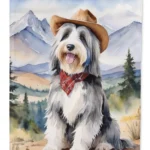 Bearded Collie Cowboy Welcome House Flag - Durable, Dual-Sided 28x40 Inch Weather Resistant Decorative Flag for Home