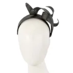Elegant Black Sculptured Leaves Fascinator by Max Alexander - Perfect Handcrafted Racing Accessory