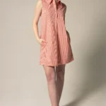 Stylish Italian Cotton Orange Sleeveless Dress - Women's Professional Workwear | Made in America